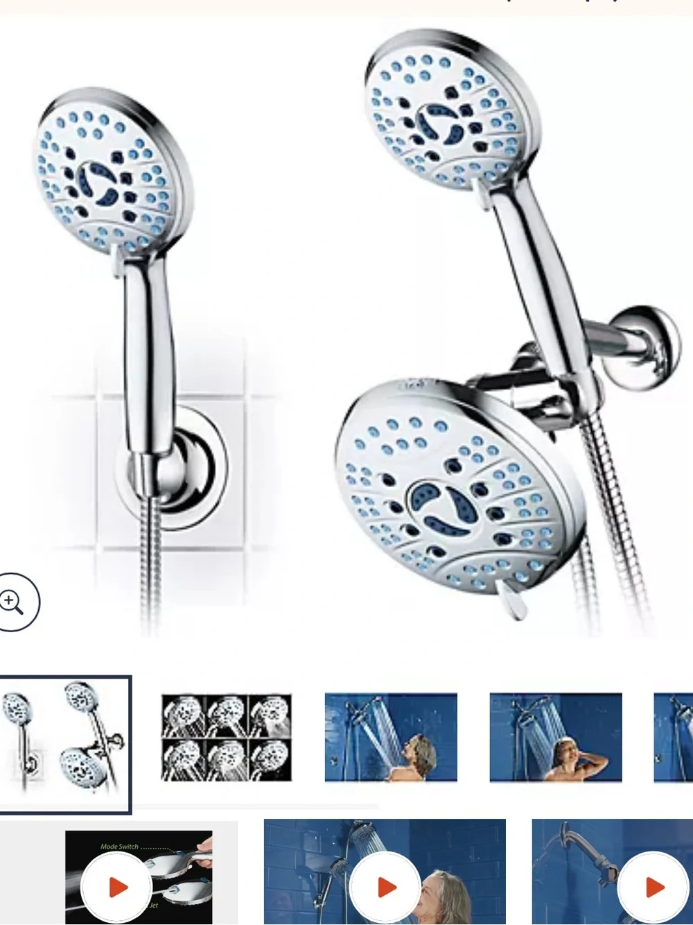 AquaCare 5537 High Pressure 50-mode Rain 3-way Shower Head Combo Chrome Finish